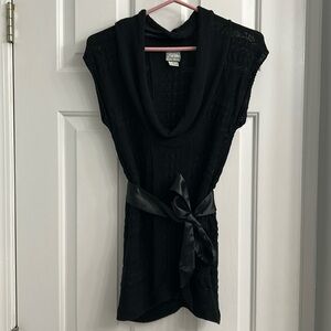 DAYTRIP Satin Bow Cowl Neck Sweater